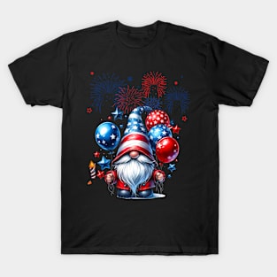 4th Of July Patriotic Gnomes Sunglasses American Fireworks T-Shirt